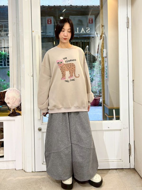 伸縮腰抽繩棉質彎刀大寬褲 