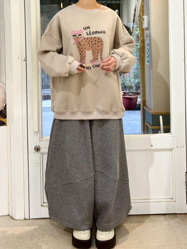 伸縮腰抽繩棉質彎刀大寬褲 