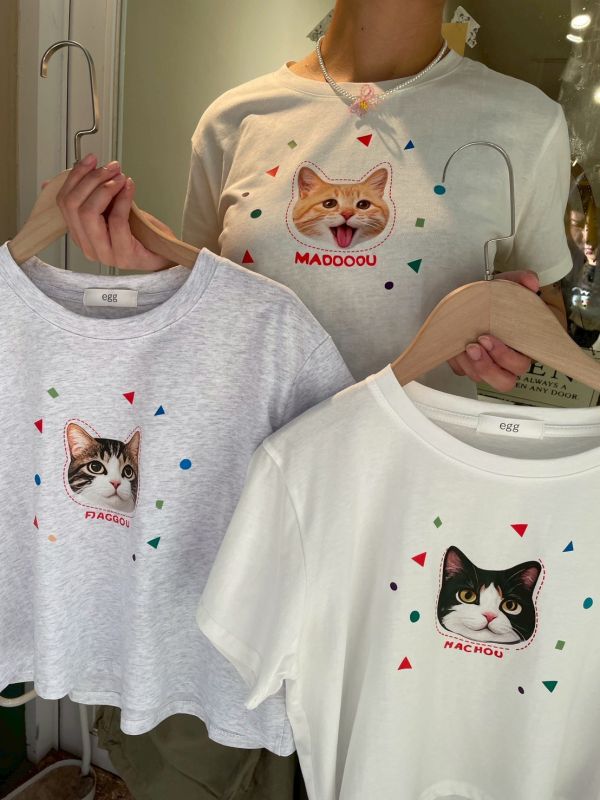 貓頭短版tee 