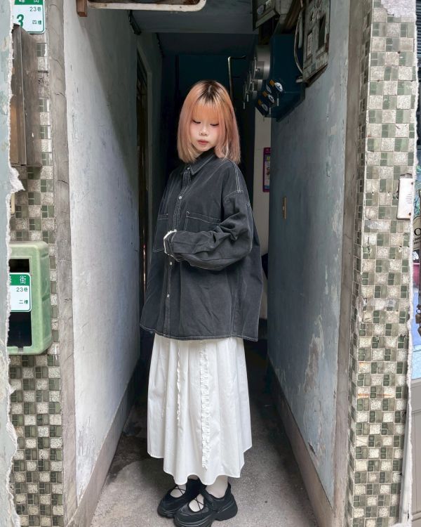 刷色牛仔襯衫外套 