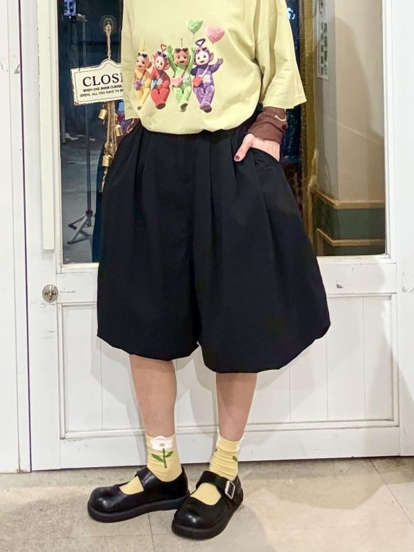 刷刷布氣球五分寬褲裙 