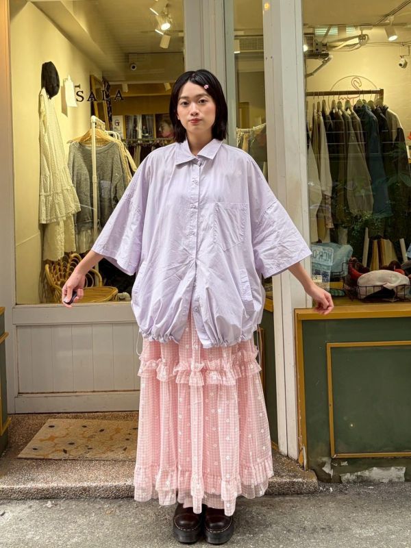 多口袋下擺抽繩寬鬆襯衫 