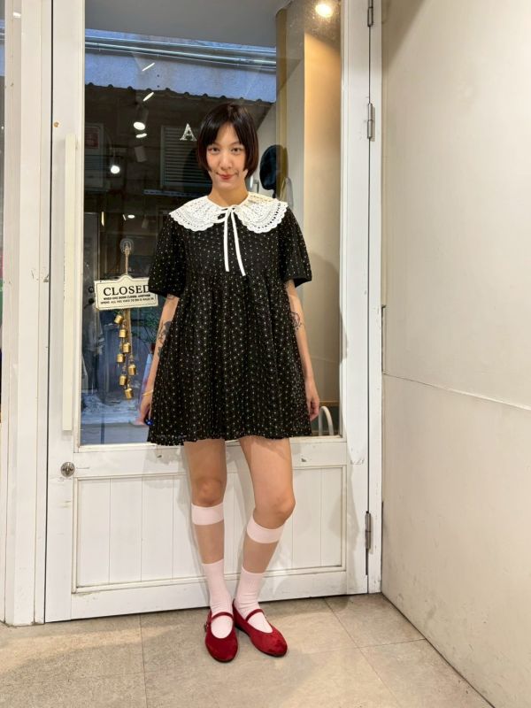 滿版刺繡小花紗外層洋裝 