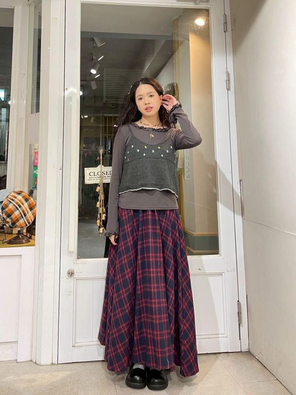 立體彩色珠珠小花撞色滾邊細肩小背心 