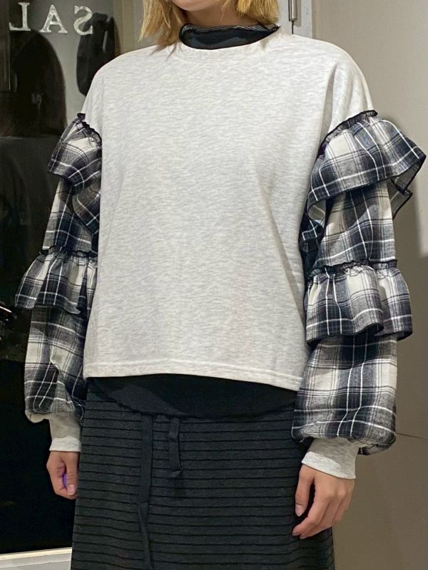 蛋糕多層次袖棉長袖上衣 