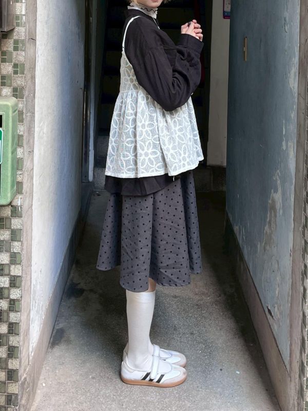 網格滿版花花綁帶可調節吊帶背心 