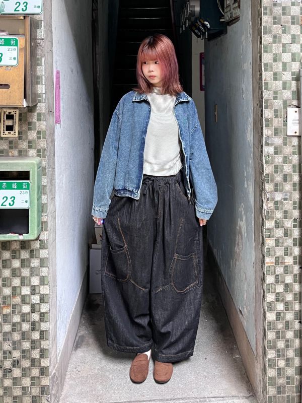 翻領做舊復古拉鍊牛仔外套 