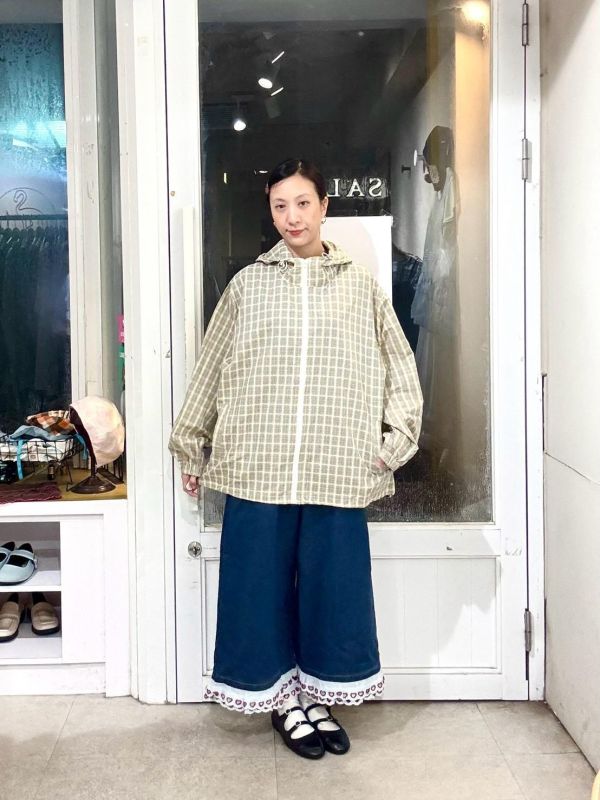 鬆餅格拉鏈連帽外套 