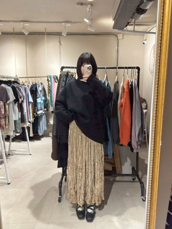 金光閃閃皺摺長裙 