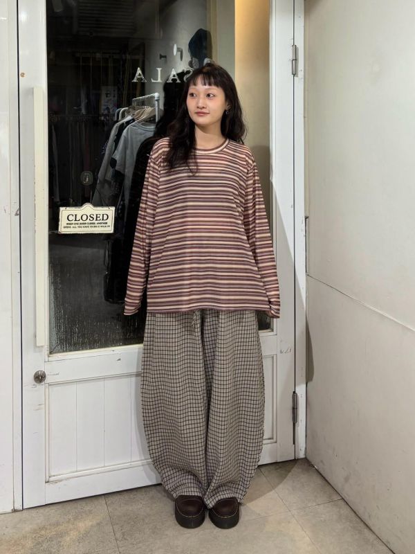 涼感橫條紋寬鬆上衣 