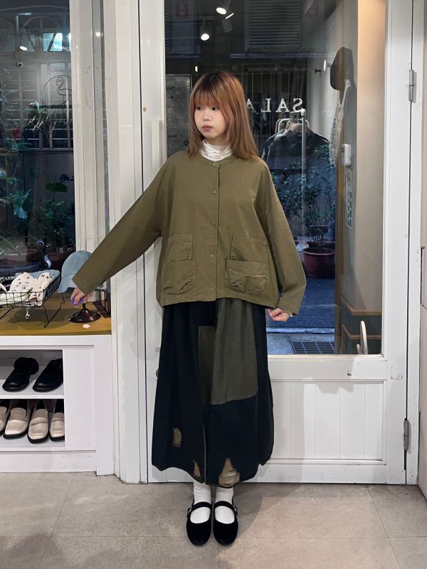 短版圓領工裝雙層口袋外套 