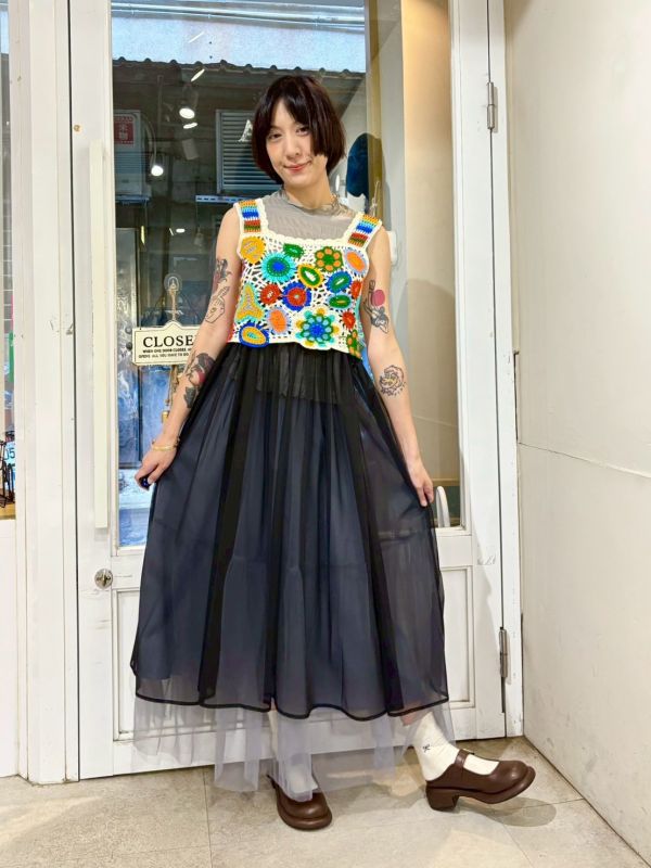 彩色花針織背心 