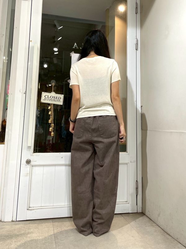 撞色小花針織短袖圓領上衣 