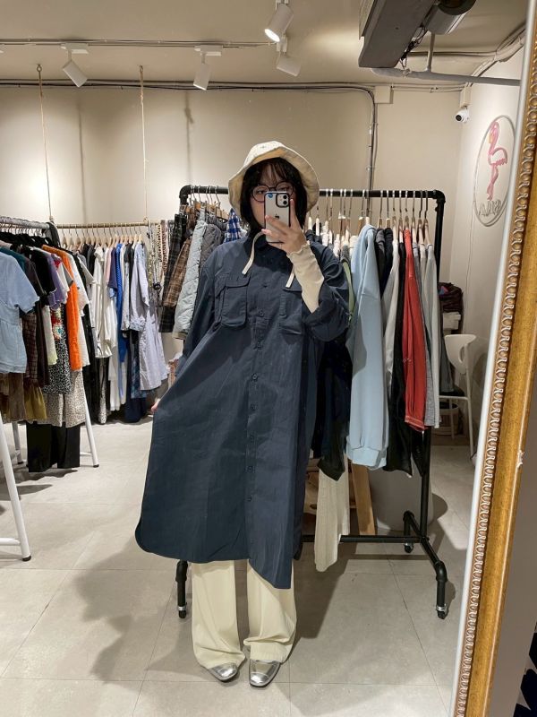 工裝風布標手袖胸口袋長袖洋裝 