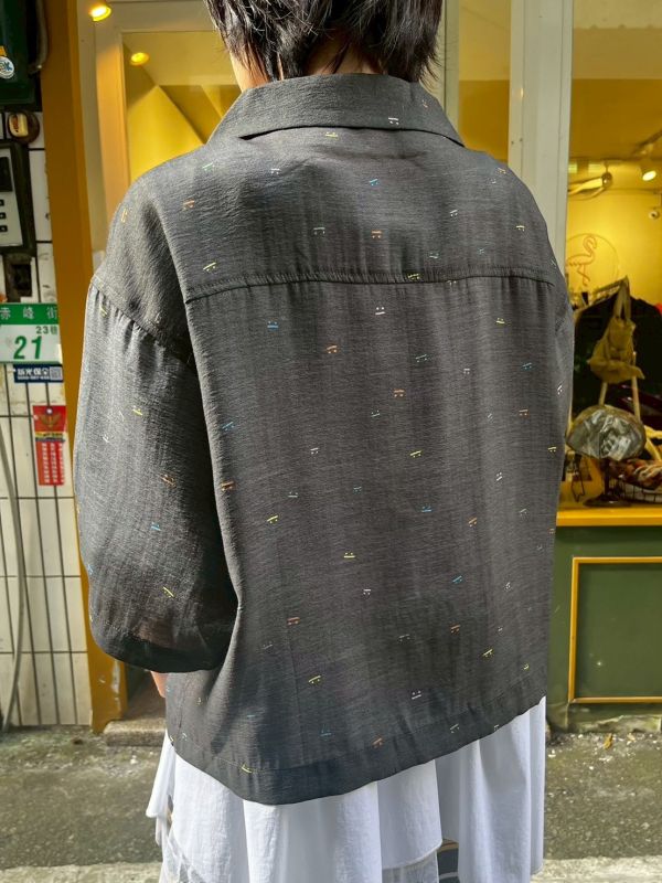 可愛繽紛顏文字雙口袋短袖襯衫 