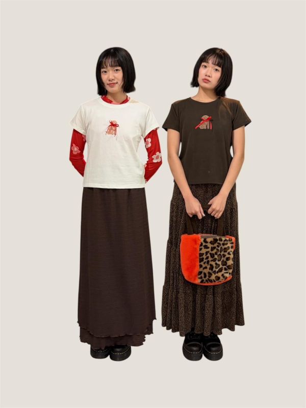 紅緞帶貴賓狗短袖 Tee 