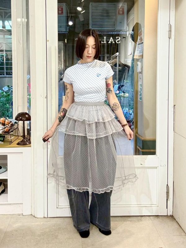 三層紗蓬蓬外罩裙 