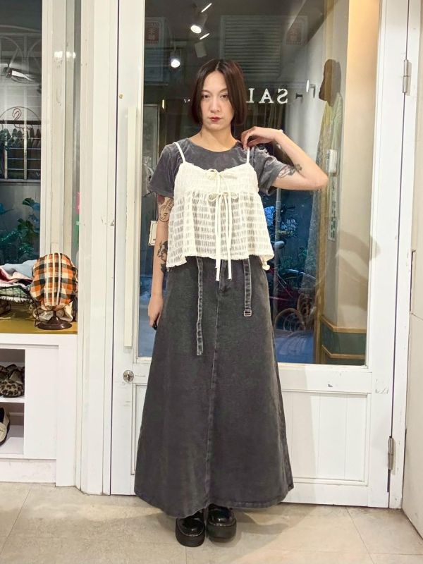 米白抓皺蝴結吊帶背心 