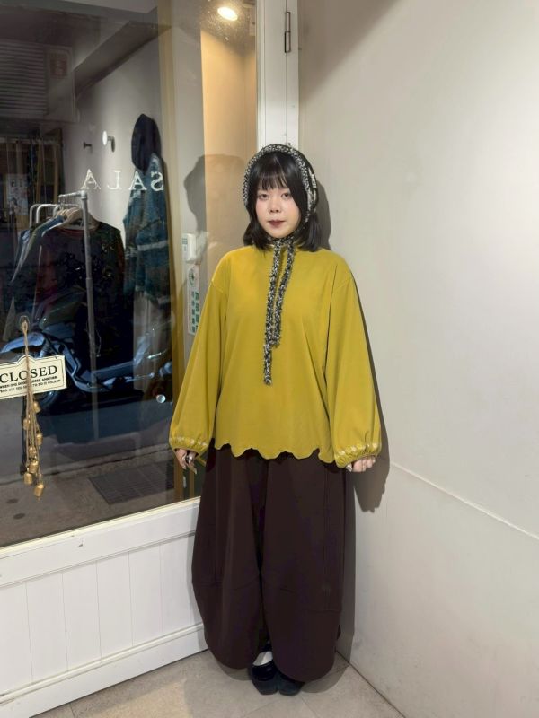 泡泡刺繡袖口雲朵下擺蕾絲領口絨面長袖 