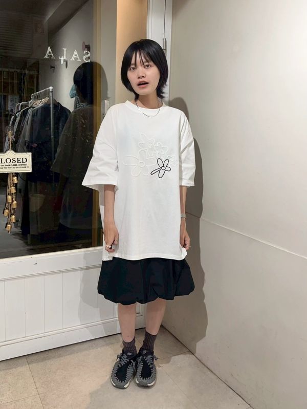 立體毛線5花朵oversize T 