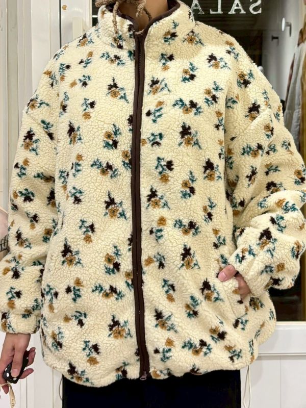 滿版花絨毛外套 