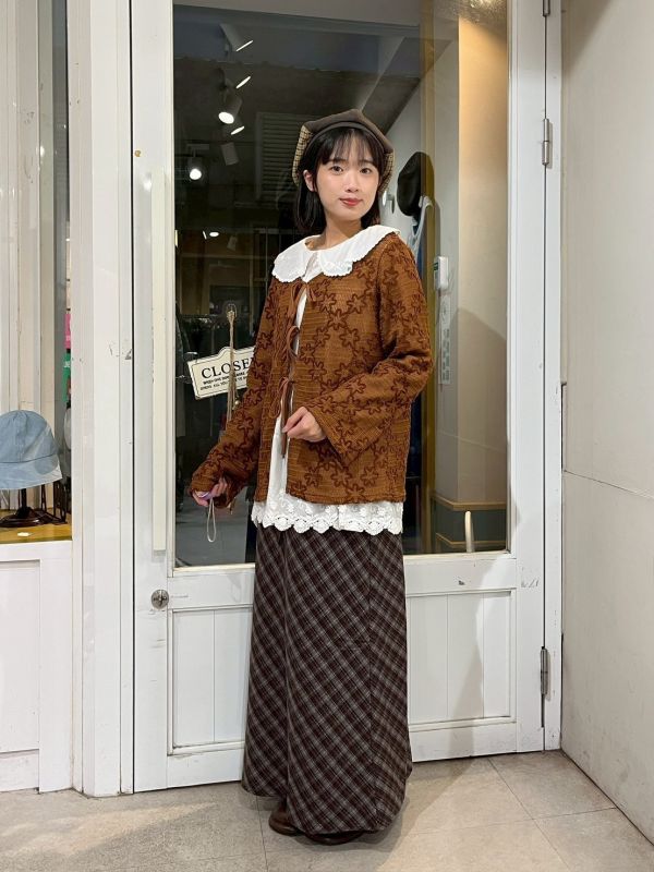 立體毛線小花綁帶罩衫 