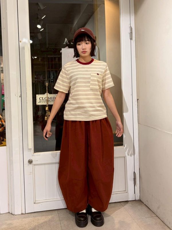 橫紋胸前口袋小圖標針織上衣 