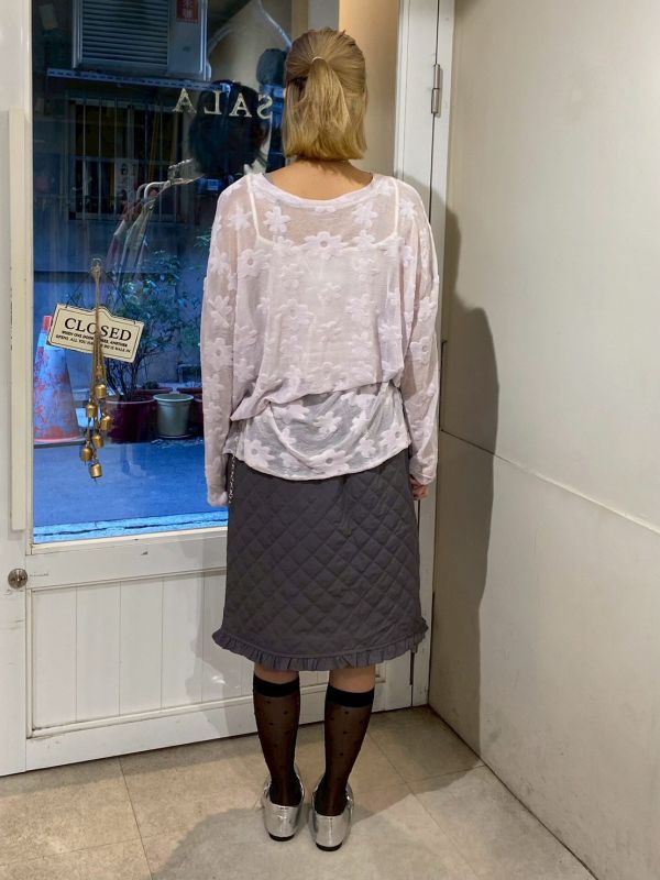 立體絨滿版花花透露長袖上衣 