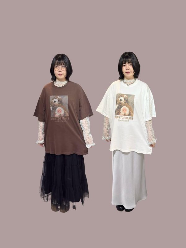 狗狗腳掌字母落肩tee 