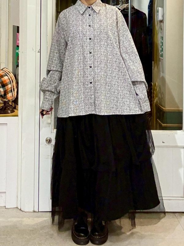 伸縮腰小花布雙層紗蛋糕裙 