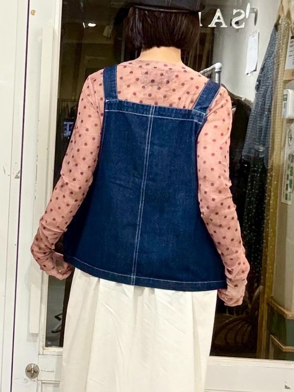 設計感白車線工裝牛仔背心 