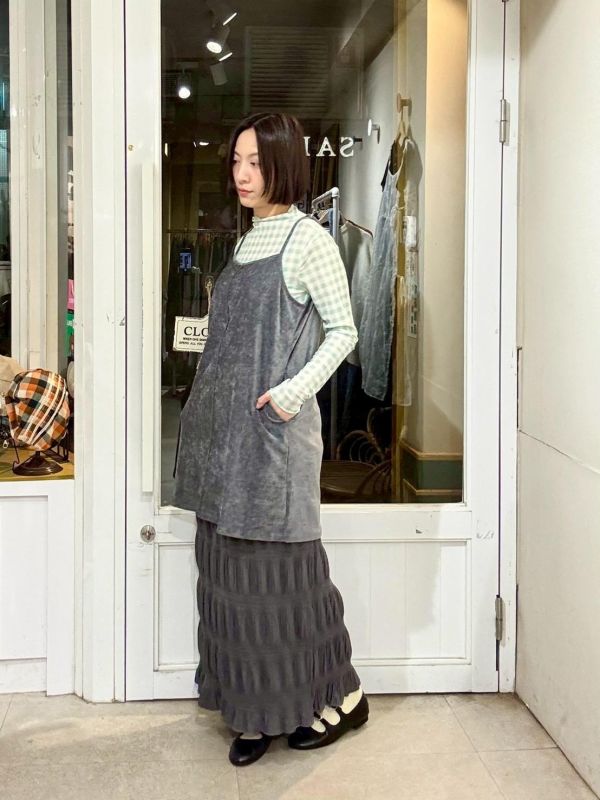 絨布吊帶背心洋裝 