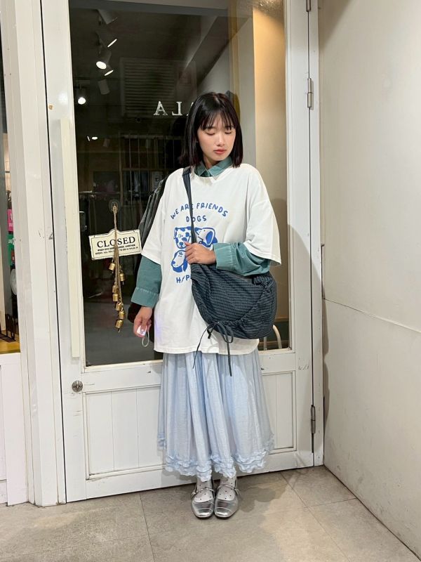 細格紋綁帶多層側背包 