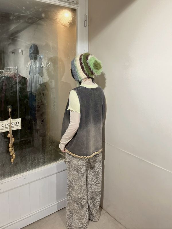 淺色豹紋抽繩長褲 