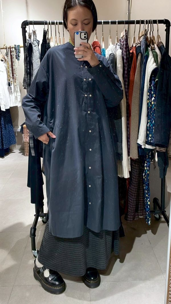 長版雙排扣襯衫洋裝 