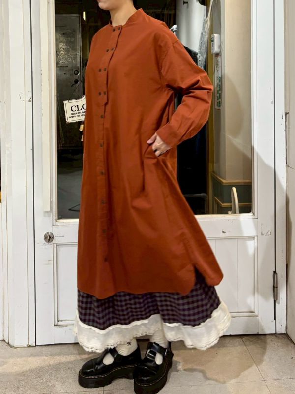 長版雙排扣襯衫洋裝 