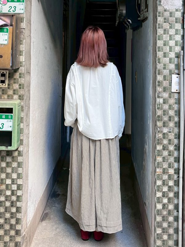 拼布蕾絲層次傘擺長裙 