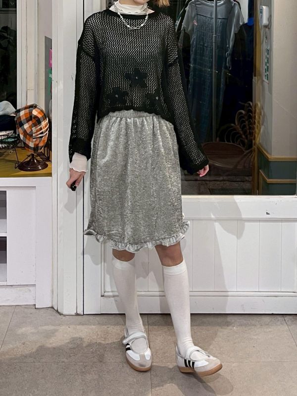 絲絨花邊五分裙 