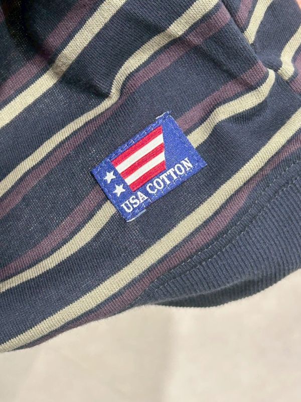 USA COTTON撞色條紋拼接感落肩寬鬆Tee 