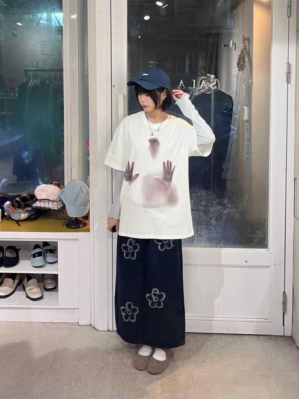 模糊人影印花寬版Tee 