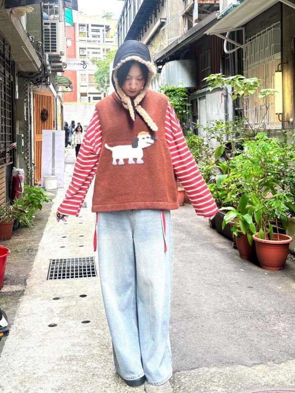 狗狗橘色針織毛線背心 