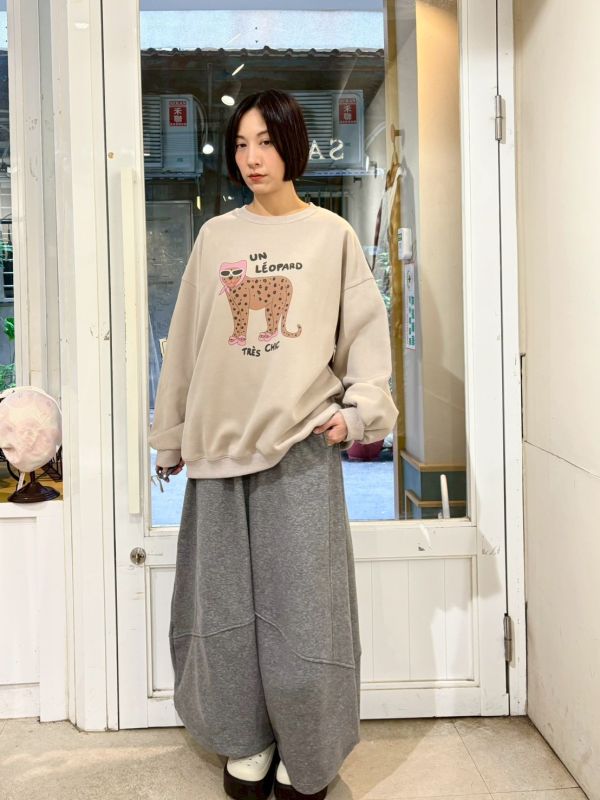 伸縮腰抽繩棉質彎刀大寬褲 