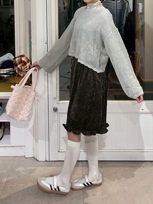 絲絨花邊五分裙 