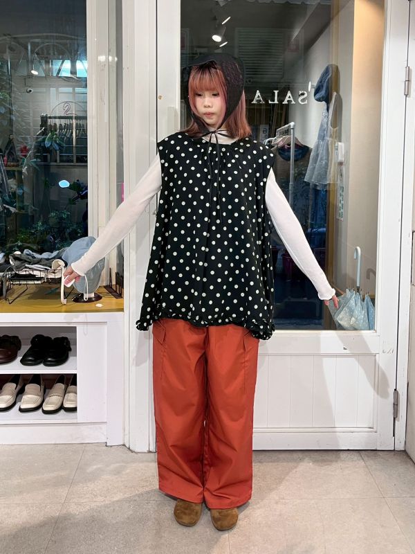 刷刷布腰帶工裝口袋直筒寬褲 