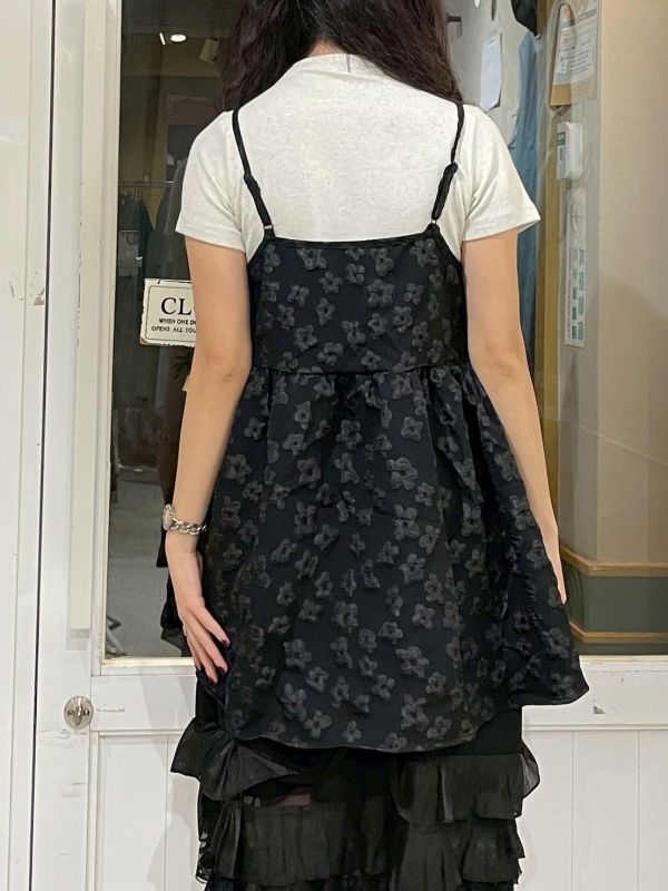 滿版立體花朵後綁帶可調節細肩小背心 