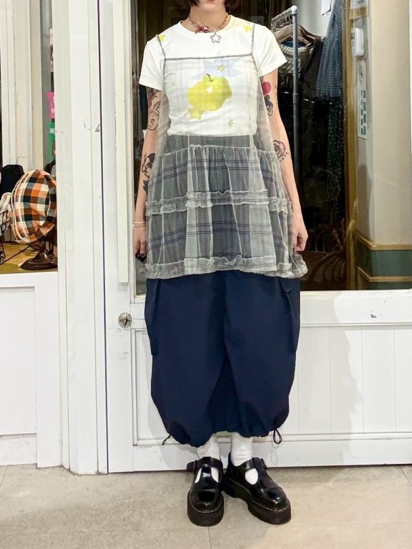 伸縮腰刷刷布兩側立體大口袋下擺抽繩A字長裙 