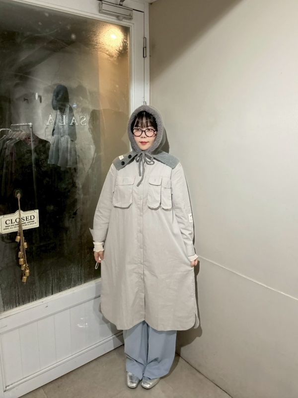 工裝風布標手袖胸口袋長袖洋裝 