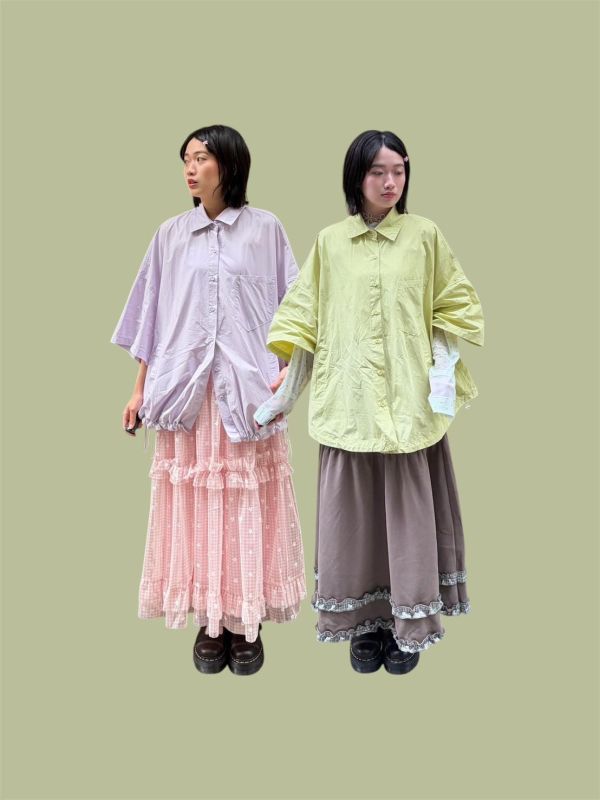 多口袋下擺抽繩寬鬆襯衫 