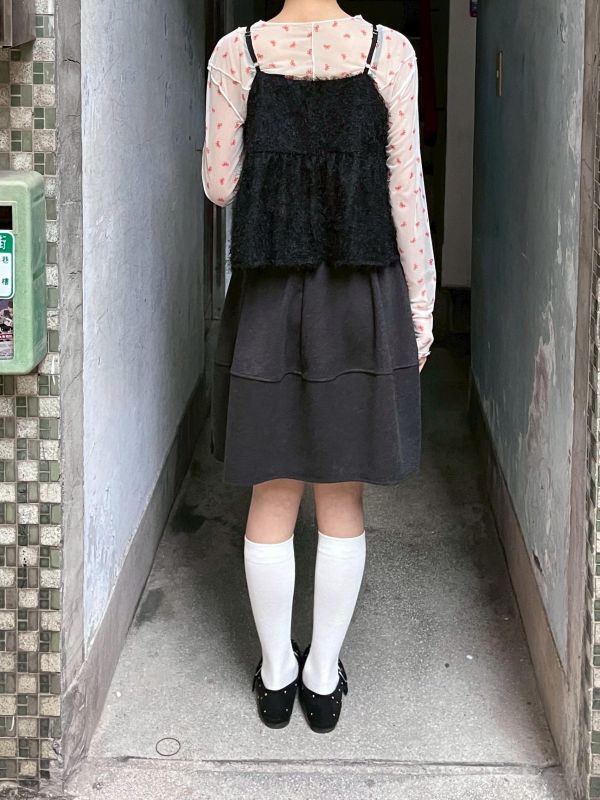 綁帶毛毛可調節吊帶背心 