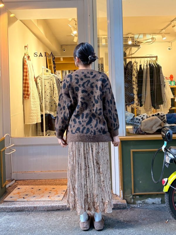 馬海毛豹紋圓領毛衣 